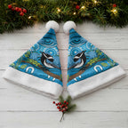 Australia Bluebell Creeper With Superb Blue Wren Christmas Santa Hat Aboriginal Art - Aussie Hoodie