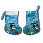 Australia Bluebell Creeper With Superb Blue Wren Christmas Stocking Aboriginal Art - Aussie Hoodie