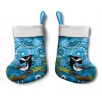 Australia Bluebell Creeper With Superb Blue Wren Christmas Stocking Aboriginal Art - Aussie Hoodie