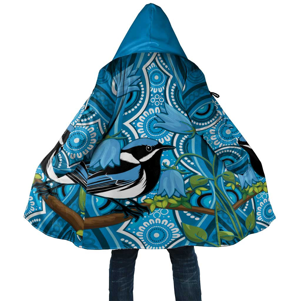 Australia Bluebell Creeper With Superb Blue Wren Cloak Aboriginal Art - Aussie Hoodie