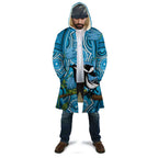 Australia Bluebell Creeper With Superb Blue Wren Cloak Aboriginal Art - Aussie Hoodie