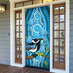 Australia Bluebell Creeper With Superb Blue Wren Door Cover Aboriginal Art - Aussie Hoodie