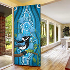 Australia Bluebell Creeper With Superb Blue Wren Door Cover Aboriginal Art - Aussie Hoodie