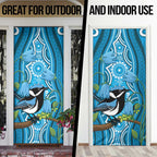 Australia Bluebell Creeper With Superb Blue Wren Door Cover Aboriginal Art - Aussie Hoodie