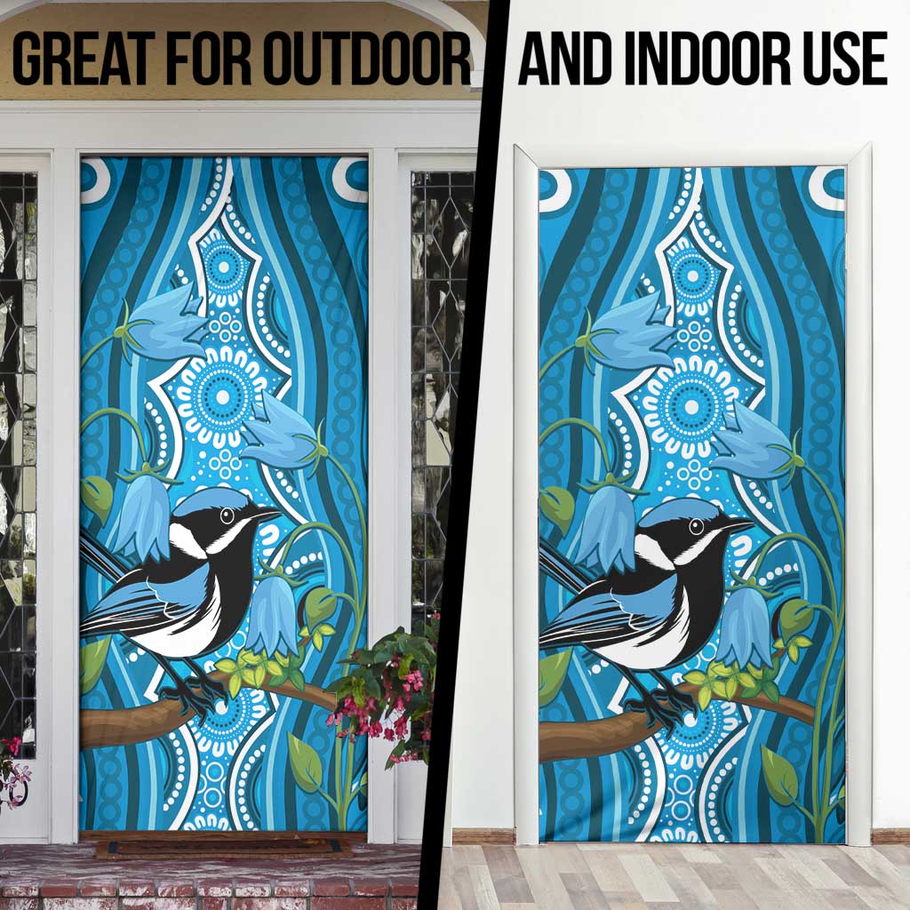 Australia Bluebell Creeper With Superb Blue Wren Door Cover Aboriginal Art - Aussie Hoodie