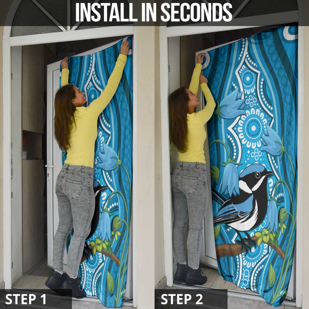 Australia Bluebell Creeper With Superb Blue Wren Door Cover Aboriginal Art - Aussie Hoodie