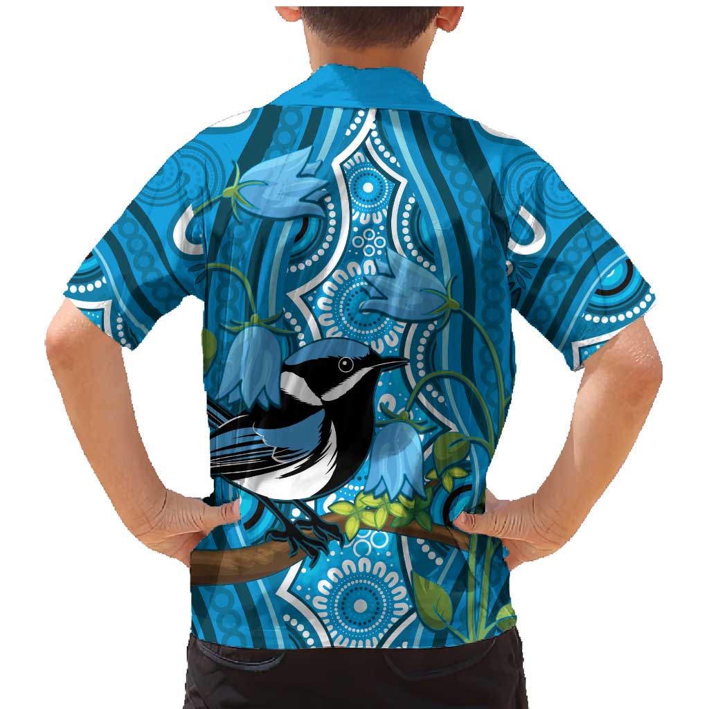 Australia Bluebell Creeper With Superb Blue Wren Family Matching Mermaid Dress and Hawaiian Shirt Aboriginal Art