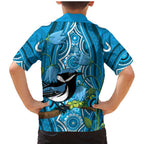 Australia Bluebell Creeper With Superb Blue Wren Family Matching Mermaid Dress and Hawaiian Shirt Aboriginal Art