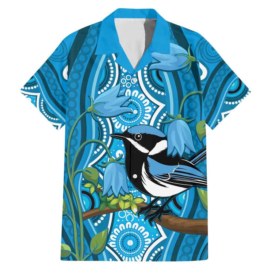 Australia Bluebell Creeper With Superb Blue Wren Family Matching Mermaid Dress and Hawaiian Shirt Aboriginal Art