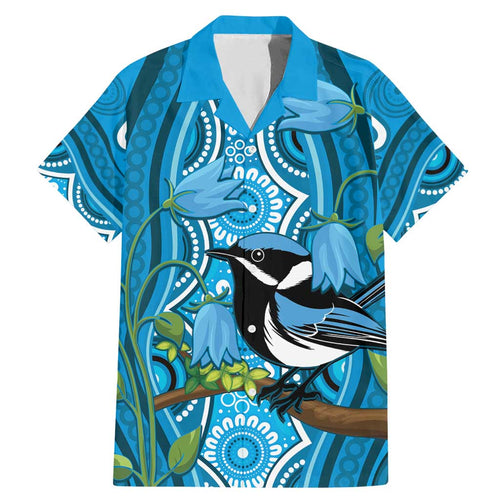 Australia Bluebell Creeper With Superb Blue Wren Family Matching Mermaid Dress and Hawaiian Shirt Aboriginal Art