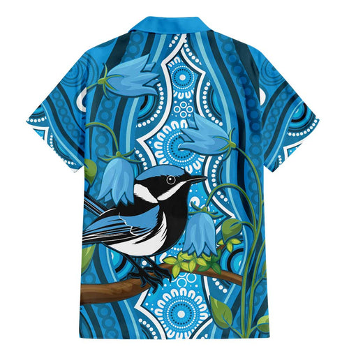 Australia Bluebell Creeper With Superb Blue Wren Family Matching Mermaid Dress and Hawaiian Shirt Aboriginal Art