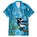 Australia Bluebell Creeper With Superb Blue Wren Family Matching Puletasi and Hawaiian Shirt Aboriginal Art