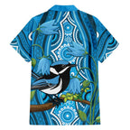Australia Bluebell Creeper With Superb Blue Wren Family Matching Puletasi and Hawaiian Shirt Aboriginal Art