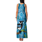 Australia Bluebell Creeper With Superb Blue Wren Family Matching Tank Maxi Dress and Hawaiian Shirt Aboriginal Art