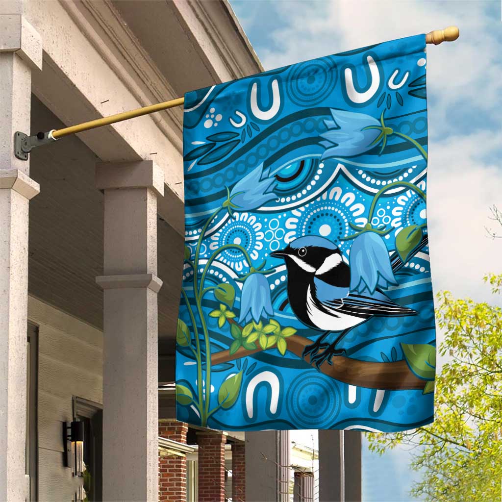 Australia Bluebell Creeper With Superb Blue Wren Garden Flag Aboriginal Art