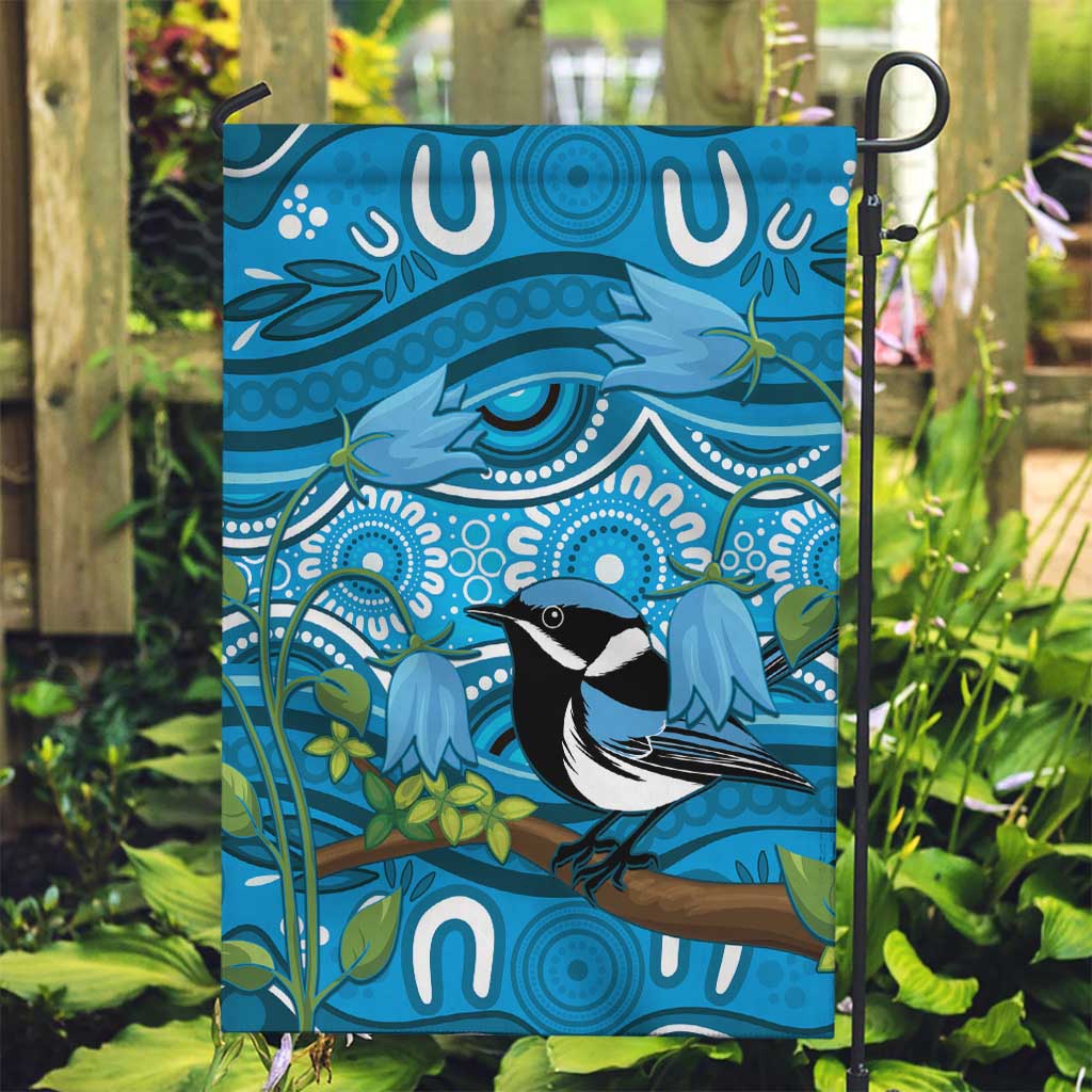 Australia Bluebell Creeper With Superb Blue Wren Garden Flag Aboriginal Art