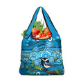 Australia Bluebell Creeper With Superb Blue Wren Grocery Bag Aboriginal Art