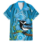 Australia Bluebell Creeper With Superb Blue Wren Hawaiian Shirt Aboriginal Art