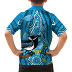 Australia Bluebell Creeper With Superb Blue Wren Hawaiian Shirt Aboriginal Art