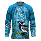 Australia Bluebell Creeper With Superb Blue Wren Hockey Jersey Aboriginal Art - Aussie Hoodie