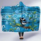 Australia Bluebell Creeper With Superb Blue Wren Hooded Blanket Aboriginal Art
