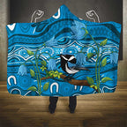 Australia Bluebell Creeper With Superb Blue Wren Hooded Blanket Aboriginal Art
