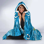 Australia Bluebell Creeper With Superb Blue Wren Hooded Blanket Aboriginal Art