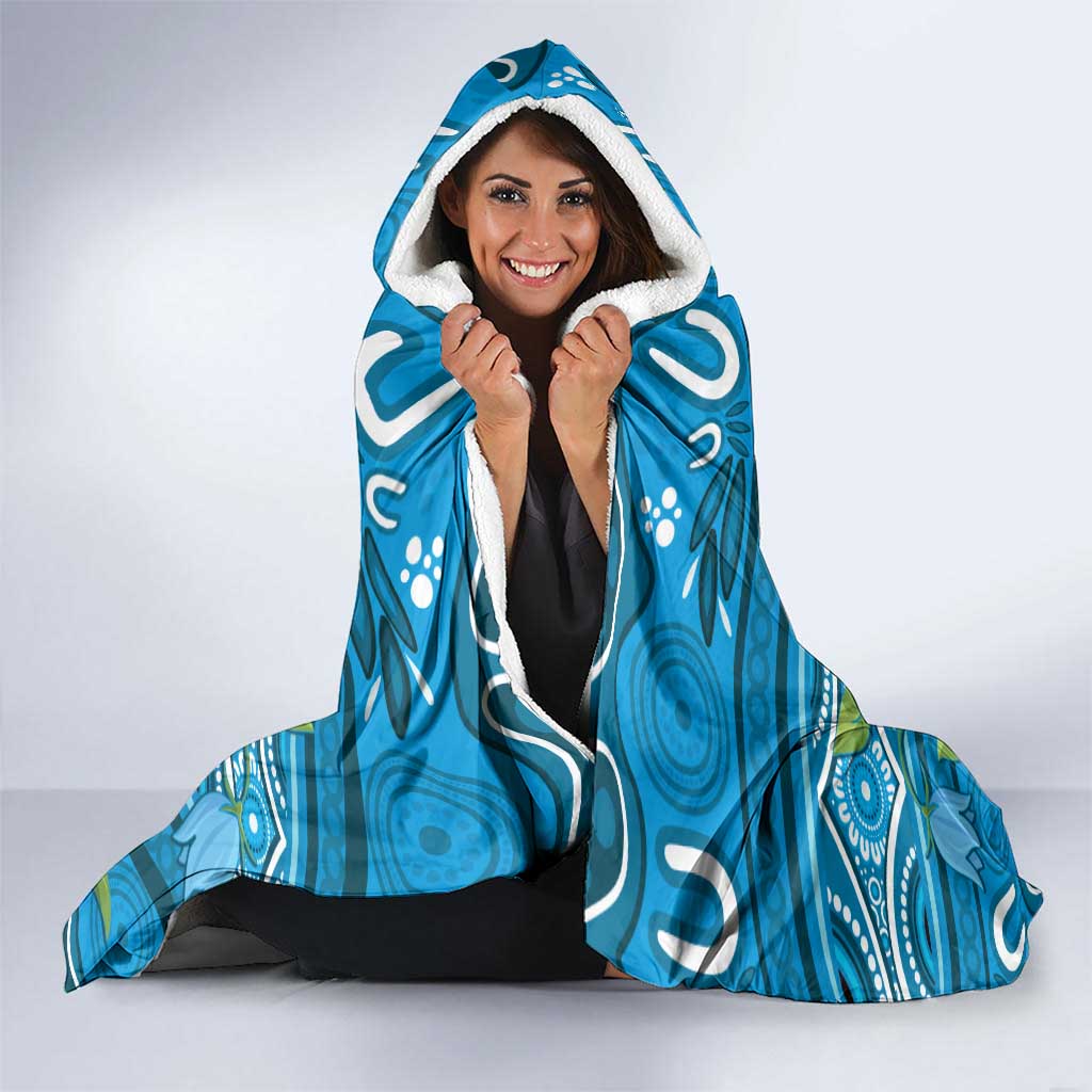Australia Bluebell Creeper With Superb Blue Wren Hooded Blanket Aboriginal Art