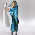 Australia Bluebell Creeper With Superb Blue Wren Hooded Blanket Aboriginal Art