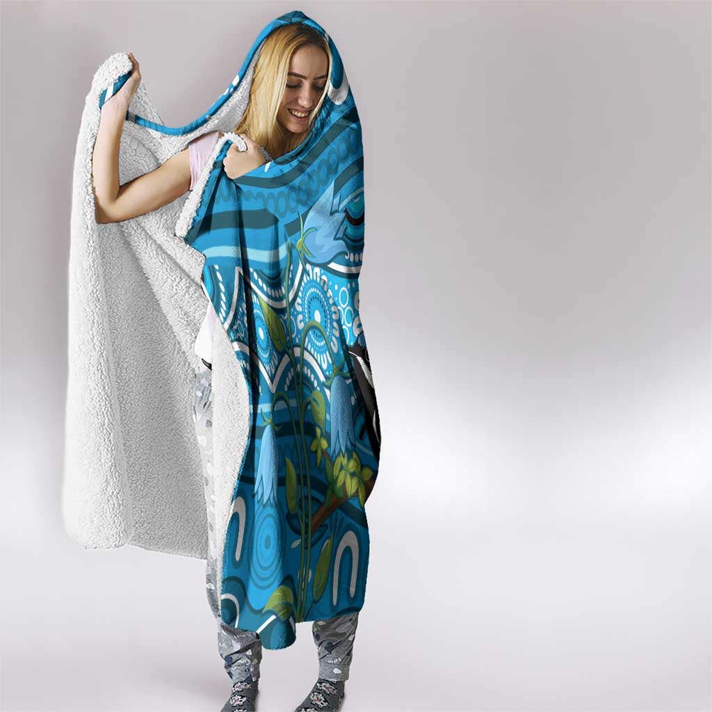 Australia Bluebell Creeper With Superb Blue Wren Hooded Blanket Aboriginal Art