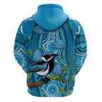 Australia Bluebell Creeper With Superb Blue Wren Hoodie Aboriginal Art