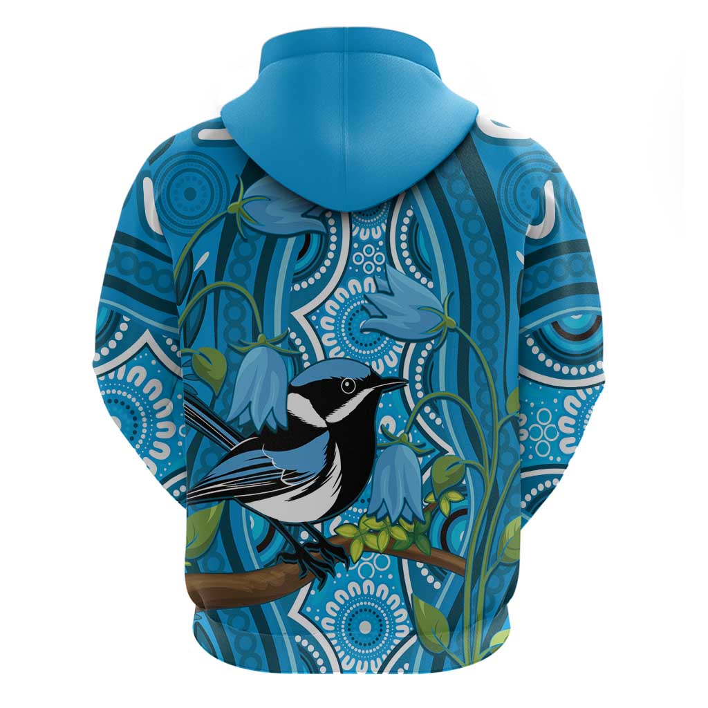 Australia Bluebell Creeper With Superb Blue Wren Hoodie Aboriginal Art