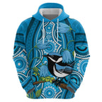Australia Bluebell Creeper With Superb Blue Wren Hoodie Aboriginal Art