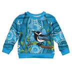 Australia Bluebell Creeper With Superb Blue Wren Kid Ugly Christmas Sweater Aboriginal Art - Aussie Hoodie
