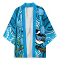 Australia Bluebell Creeper With Superb Blue Wren Kimono Aboriginal Art - Aussie Hoodie