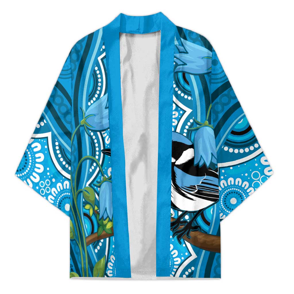 Australia Bluebell Creeper With Superb Blue Wren Kimono Aboriginal Art - Aussie Hoodie