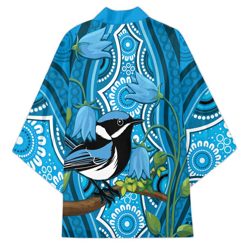 Australia Bluebell Creeper With Superb Blue Wren Kimono Aboriginal Art - Aussie Hoodie
