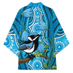 Australia Bluebell Creeper With Superb Blue Wren Kimono Aboriginal Art - Aussie Hoodie