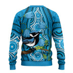 Australia Bluebell Creeper With Superb Blue Wren Ugly Christmas Sweater Aboriginal Art - Aussie Hoodie