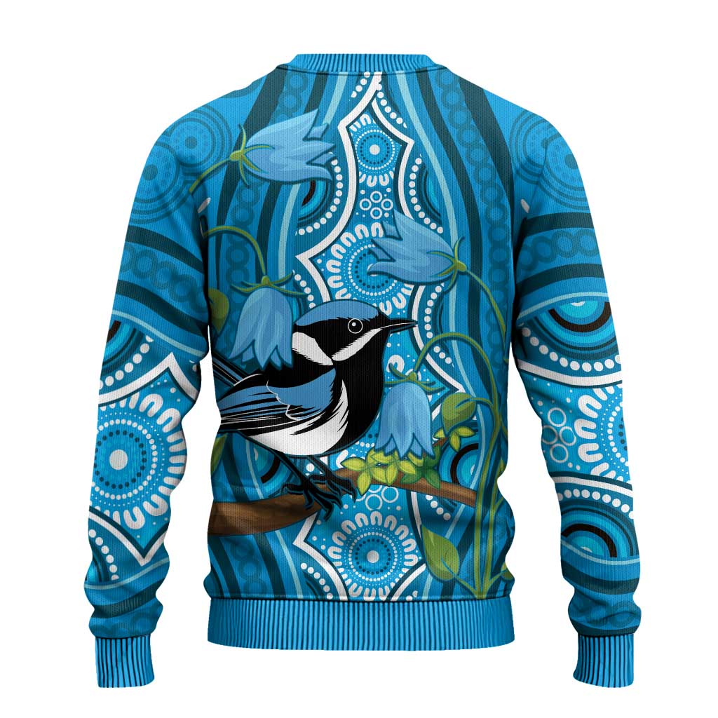 Australia Bluebell Creeper With Superb Blue Wren Ugly Christmas Sweater Aboriginal Art - Aussie Hoodie