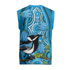 Australia Bluebell Creeper With Superb Blue Wren Christmas Knitted V-Neck Vest Aboriginal Art - Aussie Hoodie