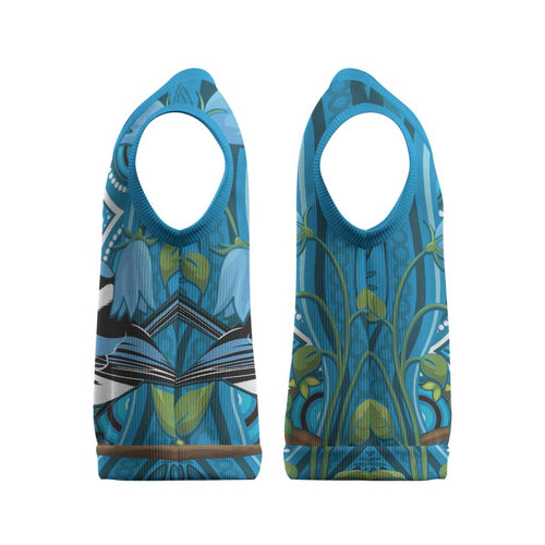 Australia Bluebell Creeper With Superb Blue Wren Christmas Knitted V-Neck Vest Aboriginal Art - Aussie Hoodie