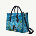 Australia Bluebell Creeper With Superb Blue Wren Leather Bag Aboriginal Art - Aussie Hoodie