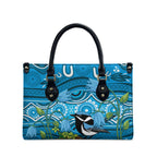 Australia Bluebell Creeper With Superb Blue Wren Leather Bag Aboriginal Art - Aussie Hoodie