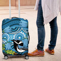 Australia Bluebell Creeper With Superb Blue Wren Luggage Cover Aboriginal Art
