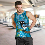 Australia Bluebell Creeper With Superb Blue Wren Men Tank Top Aboriginal Art