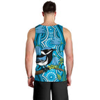Australia Bluebell Creeper With Superb Blue Wren Men Tank Top Aboriginal Art