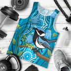Australia Bluebell Creeper With Superb Blue Wren Men Tank Top Aboriginal Art