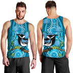 Australia Bluebell Creeper With Superb Blue Wren Men Tank Top Aboriginal Art