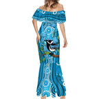 Australia Bluebell Creeper With Superb Blue Wren Mermaid Dress Aboriginal Art